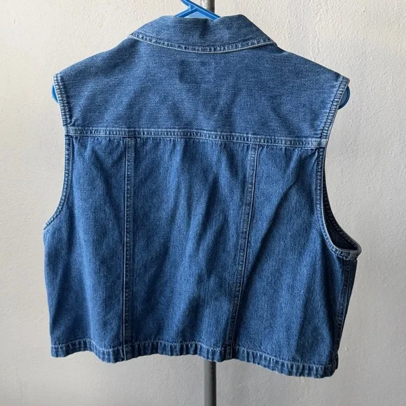 Vintage 90s Y2K Dockers Cropped Jean Vest Size Large - Picture 3 of 3